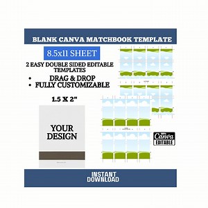 Blank Editable Matchbook Canva Templates | Instant Download DIY | Easy Double-sided Matchbook Template - Etsy