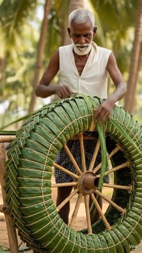 Poor Village Baba Builds a Tractor From Palm Leaves | Amazing Handmade Village