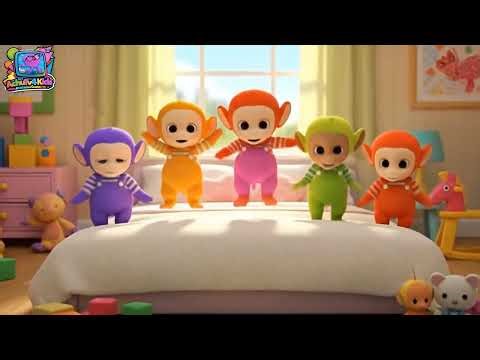 🐒 5 Little Monkeys Jumping on the Bed | Fun Nursery Rhyme for Kids | AchuTV4Kids