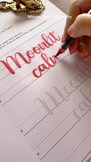 Practice brush lettering with me. Worksheet on my Patreon #nhuandaocalligraphy | Nhuan Dao Calligraphy