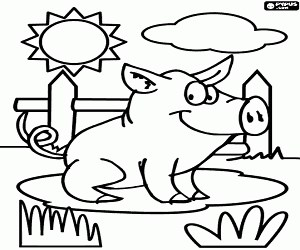 A farm piglet coloring page printable game