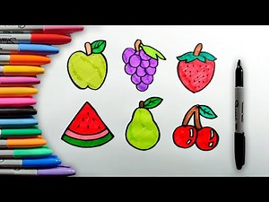 Cómo Dibujar y Colorear Frutas Paso Fácil para Niños y Principiantes