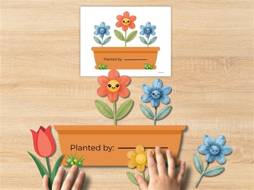 Spring Flower Pot Craft for Kids | Printable Cut and Glue Activity for Preschool & Toddlers - Etsy