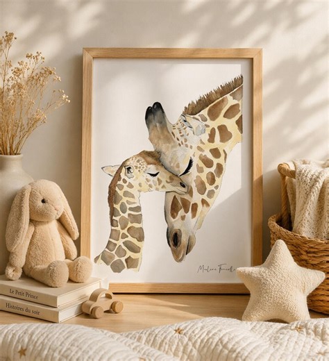 Giraffe Family Watercolor Print for Baby Room – Safari Nursery Wall Decor, Baby Shower Gift - Etsy