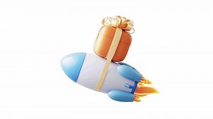 Loop animation of rocket with alpha channel, 3d rendering.