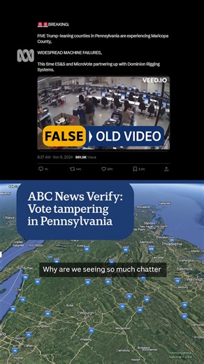7.7K views · 47 reactions | ABC News Verify debunks footage of alleged voter fraud in the swing state of Pennsylvania.  via ABC News Verify by Mark Martino. Visit our dedicated US election page to stay in the know: ab.co/USAVotes2024 | ABC News | Facebook