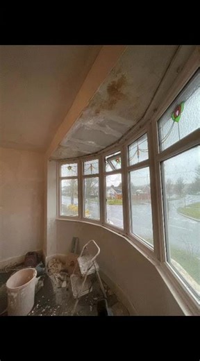 Bay Window Ceiling Repair & Plastering Time-Lapse 🔨✨