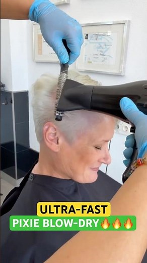 ULTRA-FAST SHORT HAIR BLOW-DRY: Complete Tutorial Linked Below! 🔥🔥🔥 #pixiehaircut #hairstyle