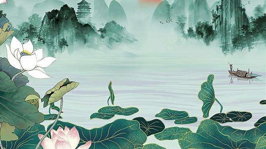 素材｜国风中国风背景LED视频AE模板｜渡舟行