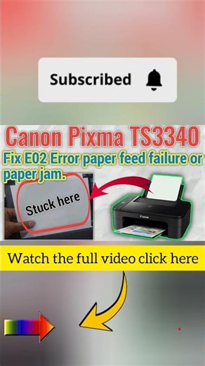 Canon TS3440 E02 error paper feed failure or paper jam. How to Fix E02 Error Canon Pixma TS3340#shor