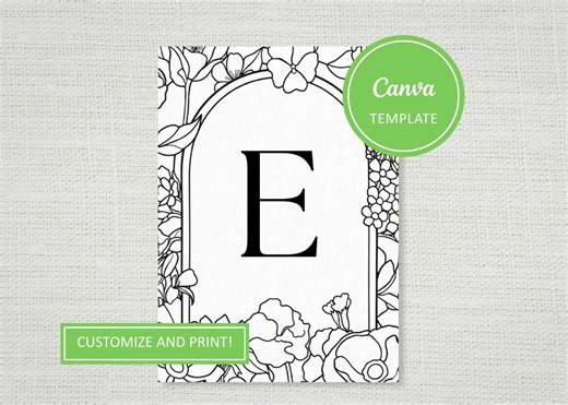 Customizable Black and White Stained Glass Initial Design Canva Template - Etsy