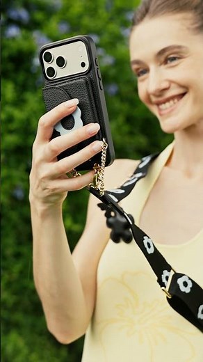 iPhone 17 Pro対応 🐾 花モチーフ付きスリム財布スマホケース｜クロスボディ＆ハンズフリーで快適なお出かけ