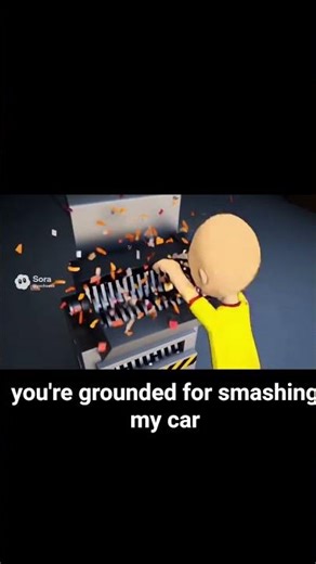 Baby Emoji cat destroys Caillou's car and he gets grounded #sora2 #grounded #caillou #emojicat