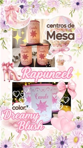 Centros de mesa rosa: Temática de Rapunzel para 15₊˚ 𓂃🎀