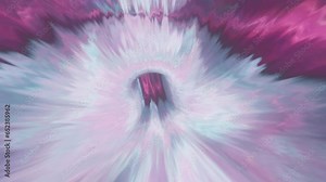 4K 3D Outer space animation Red Pink Space flight to Helix nebula eye of God in Deep Space. Flying star field in to flare light at center. Universe Space Loop background. Dust particles Clouds