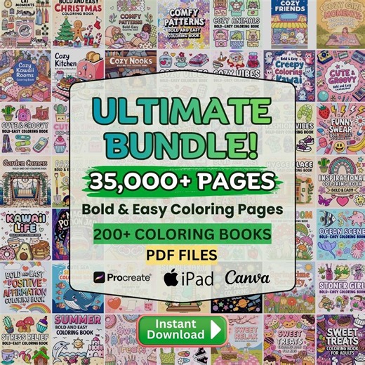 Coloring Pages Ultimate Bundle, 35,600  Pages, Bold and Easy Coloring Book, Cute Cozy Comfy, Digital Coloring, Printable PDF, iPad - Etsy
