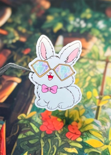 Diamond Bunny Sticker, Cutecore Kawaii Artwork, Junk Journal and Planner Decal - Etsy