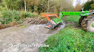 Hello, This is a beaver dam removal with a telehandler. This dam was blocking the small river. The high water causes the flood in the forest. | Kenislovas