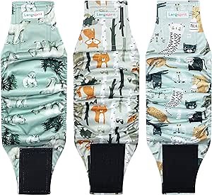 Langsprit Male Belly Bands for Dogs (Pack of 3) - High Absorbing Dog Wraps Male Washable - Reusable Dog Diapers (Fox,Cat,Polar Bear, X-Small)