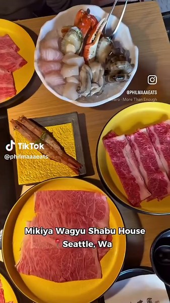 Forget Steakhouse Wagyu. This Is How I Want To Eat It 🔥 • Mikiya Wagyu Shabu House Just Opened In Seattle And It’s A Whole Wagyu Experience. From Premium Japanese A5 Wagyu Shabu Shabu To Wagyu Tartare, Bone Marrow, Sweet Shrimp, Hand Rolls And More. The Best Part Is It’s All You Can Eat 🙌🏻 • Cook Your Wagyu In Your Choice Of Broth. Hit The Sauce Bar, Load Up On Veggies, And Build Your Perfect Bite 🍲 • 📍 Mikiya Wagyu Shabu House 4501 12th Ave NE Unit B Seattle, WA 98105 • Save This For Your 