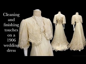 An antique Edwardian dress gets a brief soak to freshen and a custom made lace bib collar to finish