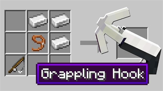 I unlocked the grappling hook in Minecraft