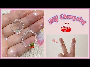 Small cherry bead ring 🍒 with illustration commentary DIY How to make a small cherries beaded ring