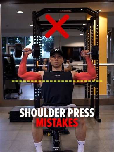Size & Shred Training program 👉🏻 deltabolic.com (link in bio) ❌ Fix THESE Shoulder Press Mistakes! Mistake #1: Swinging the dumbbells up to the starting position This is risky—especially with heavy weight. Fix: Rest the dumbbells on your knees, sit back, then use your knees to kick them up to your shoulders one at a time. Mistake #2: Over-arching your back This puts stress on your spine and shifts work to the upper chest instead of the shoulders. Fix: Keep a neutral spine and brace your core. 