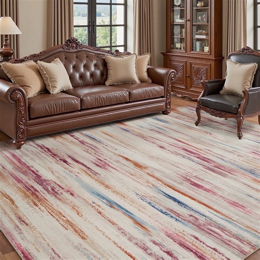 SIXHOME 4'x6' Area Rugs for Living Room Washable Rugs Modern Abstract Colorful Carpet Rugs for Bedroom Dinning Room Office Contemporary Home Decor Velvet Silk Rug