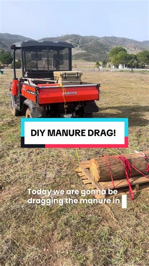 DIY Manure drag! Would love to do some tweaking to this but it works great even with all the rocks we have! Both Spreading manure and leveling the ground so win win! Phone died so I couldn’t show the end result but it looked great! Special thanks to my boyfriend for helping me rig this all up! 🥰 ##diy##horsediy##diyhorse##diymanuredrag##ballinonabudget