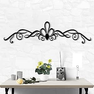 DUOOLN Large Metal Scroll Wall Decor,Long Iron Scroll Vine Wall Art Above,Modern line Wall Hanging Sign, Home Sculpture for above Door Living Room Office Indoor and Outdoor Decoration