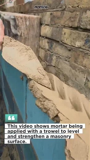 Masonry Mortar Application Process | Fast Wall Leveling #construction #masonry #shorts