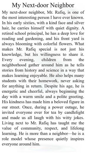 My Next-door Neighbor | Descriptive Paragraph Writing | English Practice Short