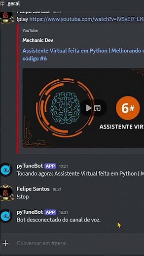 Meu bot de música no Discord em ação #python #shorts