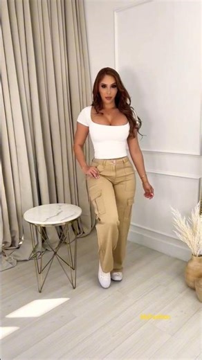 These are beige denim cargo pants #casual#outfitoftheday #fashion #highheels #heels #shopping