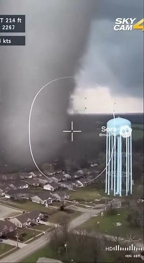 Helicopter Sky Cam Captures Wedge Tornado Destroying Water Tower