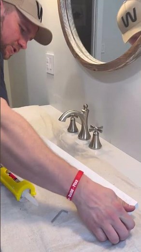 Best way to install vanity backsplash. #diy #youtubeshorts #diyshorts