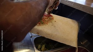Prepare shawarma, cut the shred vegetables for shawarma