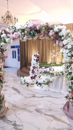 Floating Wedding Cake with Handmade Sugar Flowers