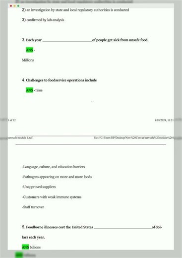 servsafe module 1 questions and answers Actual questions