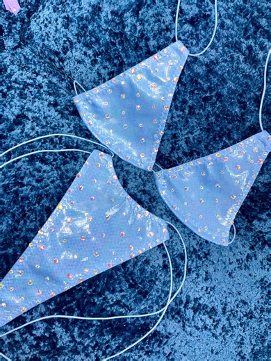 Iridescent Baby Blue Micro Bikini Set / Exotic Dancewear - Etsy