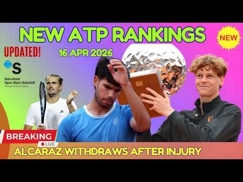 NEW ATP Rankings UPDATE! Alcaraz Injury Shock | Sinner Tightens No.1 Grip, Zverev Rises