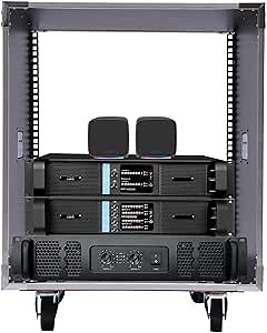 12U Open Frame Server Rack with Casters,Rolling Audio Rack Cabinet,Built-in Handles Network Cabinet with Shelf for KTV Rooms, Concert Halls, Conference Rooms