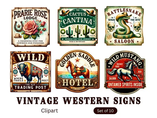 Vintage Western Signs - Wild West Signs and Decor - Saloon, Hotel, Mercantile - PNG - Etsy