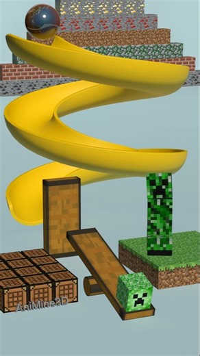 #Satisfying 3D ⛏️ ❤️ 😭 #Minecraft Creeper Rube Goldberg Chain Reaction Smooth Physics Simulation