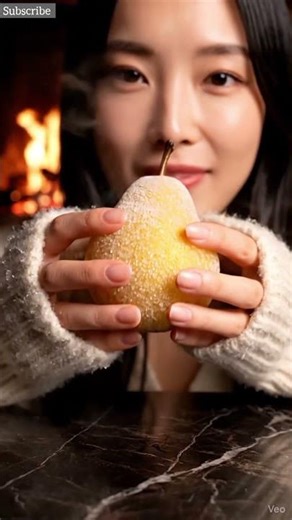 AI ASMR | Crunching Pear with Various Unique Textures 🍐❄️ #shorts