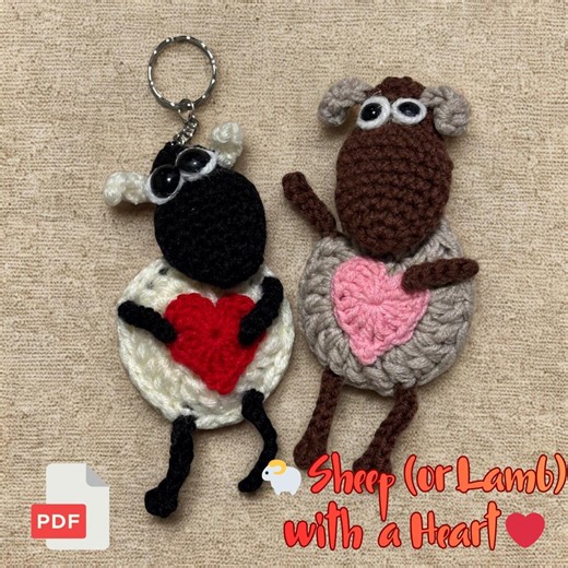 Crochet Sheep With Heart Pattern PDF | Lamb Amigurumi Keychain or Ornament | Instant Download for Beginners - Etsy