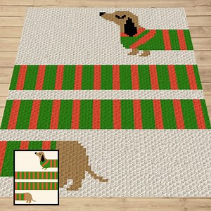 Long Sausage Dog Stripes Graph   Pattern C2C and Tapestry Crochet Puppy Blankets - Dog Lover Gifts - Crochet Dachshund C2C Blankets Fur Baby - Etsy