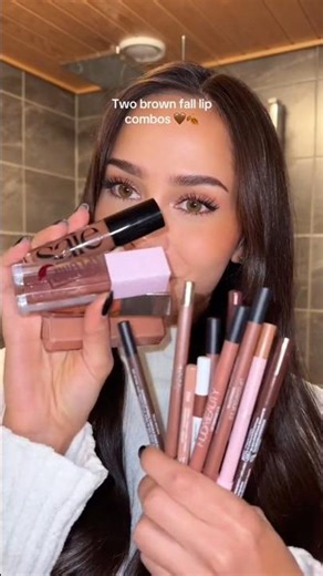 Two brown fall lip combos🐻🍂☕️#tutorial#brownlipcombo#lipcombo#stepbystep#shorts#lipproducts#fyp#fall