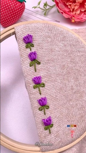 How to make beautiful purple tulip by embroidery tutorial